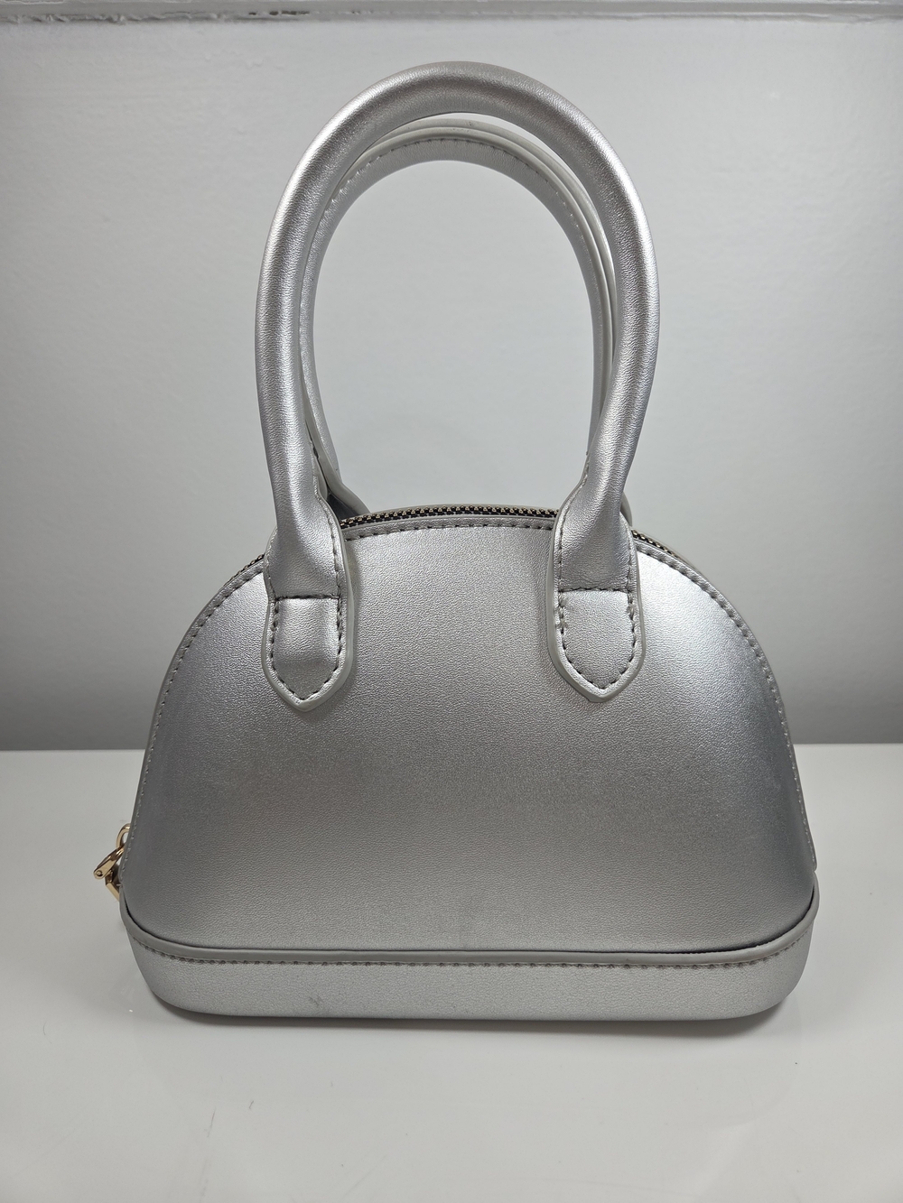 Stylish Silver Dome Satchel Handbag